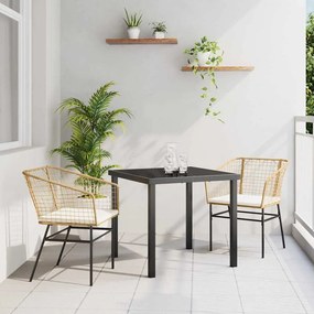 vidaXL Σέτ φαγητού για κήπο 3 pcs Καφέ συνθετικό ρατάν