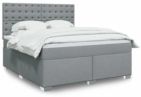 vidaXL Κρεβάτι Boxspring με Στρώμα Ανοιχτό Γκρι 180x200 εκ. Υφασμάτινο