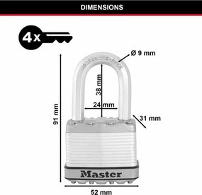 Κλείδωμα πλήκτρων Master Lock (3 Μονάδες)