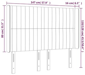 Κεφαλάρι Κρεβατιού LED Μπλε 147x16x118/128 εκ. Υφασμάτινο - Μπλε