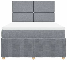 vidaXL Κρεβάτι Boxspring με Στρώμα Ανοιχτό Γκρι 140x200 εκ. Υφασμάτινο