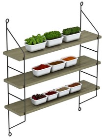 Ραφιέρα Τοίχου Achala Μελαμίνης Olive Grey 60x15x68Y Εκ.