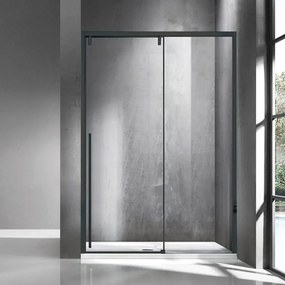 Καμπίνα Ντουζιέρας Από Τοίχο Σε Τοίχο Συρόμενη Santorini 400 SANN400150 8mm Clear-Black Mat Karag 150 x 200 Αλουμίνιο,Γυαλί