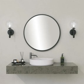 Stewehome στρογγυλός καθρέφτης μπάνιου μαύρος 60x1.2x60 cm