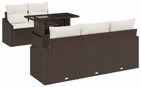 vidaXL Σετ Καναπέ Κήπου 6 pcs Καφέ και κρεμ 100 x 55 x 73 εκ