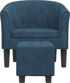vidaXL Πολυθρόνα Μπάρελ με Υποπόδιο Σκούρο Μπλε Βελούδινη