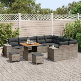 vidaXL Σετ Καναπέ Κήπου 12 pcs Γκρι συνθετικό ρατάν
