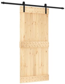 vidaXL Συρόμενη Μεσόπορτα με Μηχανισμό 90 x 210 εκ. Μασίφ Ξύλο Πεύκου