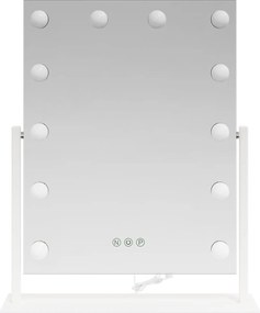 vidaXL Καθρέφτης Vanity LED Λευκό 44 x 10 x 53 εκ Γυαλί και Χάλυβας