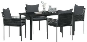 vidaXL Σέτ φαγητού για κήπο 5 pcs Μαύρο Πολυ ράταν