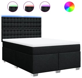 vidaXL Κρεβάτι Boxspring με Στρώμα Μαύρο 140x190 εκ. Υφασμάτινο