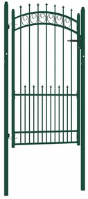 vidaXL Πόρτα Περίφραξης με Ακίδες Πράσινη 100 x 175 εκ. Ατσάλινη