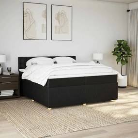 vidaXL Κρεβάτι Boxspring με Στρώμα Μαύρο 200x200 εκ. Υφασμάτινο