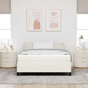 vidaXL Σκελετός Κρεβατιού με στρώμα Κρεμ 140 x 190 cm ύφασμα