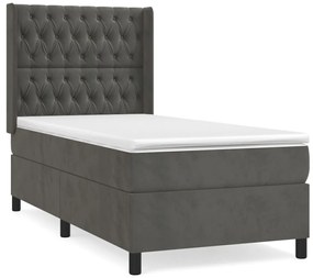 ΚΡΕΒΑΤΙ BOXSPRING ΜΕ ΣΤΡΩΜΑ ΣΚΟΥΡΟ ΓΚΡΙ 90X190 ΕΚ. ΒΕΛΟΥΔΙΝΟ 3132832