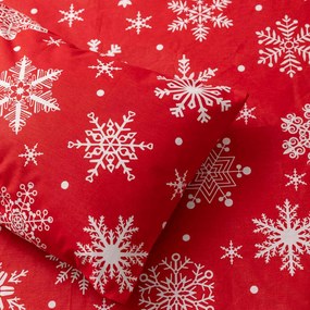 Borea Σεντόνι Σετ 2ΤΜΧ Χριστουγεννιάτικο Χιονονιφάδα Μονό 160 x 240 cm + 50 x 70 cm Κόκκινο
