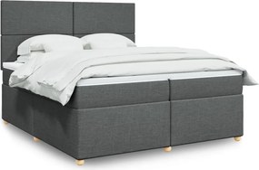 vidaXL Κρεβάτι Boxspring με Στρώμα Σκούρο Γκρι 200x200 εκ. Υφασμάτινο
