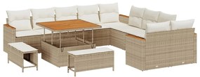 vidaXL Σετ Καναπέ Κήπου με μαξιλάρι 13 pcs Μπεζ Πολυ ράταν