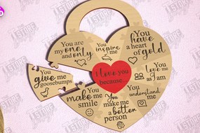 Σετ των 2 Intra απο ξύλο plywood 3mm-4mm πάχος – Παζλ του Αγίου Βαλεντίνου | Ρομαντικό δώρο Δίασταση 20x20 cm INTRAFABR-112093328