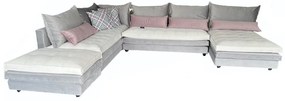 Xios Γωνιακός καναπές γκρι - άσπρο σχήμα “Π” -375x235x170x100cm -Αριστερή γωνία -XIO4150