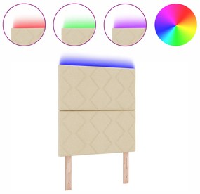 vidaXL LED Κεφαλάρι Διαμαντιών Κρεμ 80 εκ. Ύφασμα