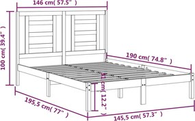 vidaXL Σκελετός Κρεβ. Χωρίς Στρώμα Λευκό 140x190 εκ Μασίφ Πεύκο