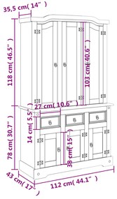 ΝΤΟΥΛΑΠΙ CORONA ΜΕΛΙ 112 X 43 X 196 ΕΚ. ΜΑΣΙΦ ΞΥΛΟ ΠΕΥΚΟΥ 355085