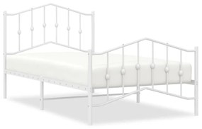 vidaXL Πλαίσιο Κρεβατιού με Κεφαλάρι/Ποδαρικό Λευκό 100x190εκ. Μέταλλο