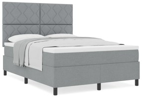 vidaXL Κρεβάτι Box Spring με Στρώμα Φως Γκρι 160x200 εκ. Ύφασμα