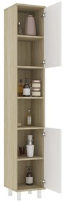 vidaXL Στήλη Μπάνιου Λευκό/Sonoma Δρυς 30 x 30 x 179 εκ. Μοριοσανίδα