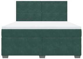 Κρεβάτι Boxspring με Στρώμα Σκούρο Πράσινο 180x200εκ. Βελούδινο - Πράσινο