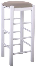 WOODWELL ΤΑΒΕΡΝΑΣ Σκαμπό BAR, Οξιά Βαφή Εμποτισμός Λάκα Άσπρο, Κάθισμα Pu Cappuccino 35x35x81cm Ρ977,Ε8Τ1