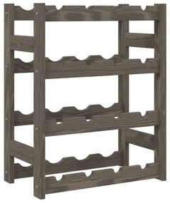 vidaXL Ραφιέρα Κρασιών για 16 Μπουκάλια Γκρι από Μασίφ Ξύλο Πεύκου