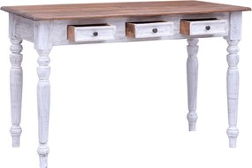 vidaXL Γραφείο με Συρτάρια Λευκό 117x57x75 εκ. Μασίφ Μαόνι