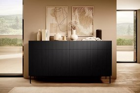 Μπουφές Niki 200x105x45cm με 4 συρτάρια, Μαύρο ματ / μαύρα πόδια - BOG4589