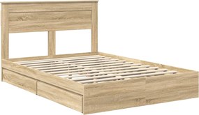 vidaXL Κρεβάτι Αποθήκης Δρύς Sonoma 140 x 200 cm Επεξεργασμένο ξύλο