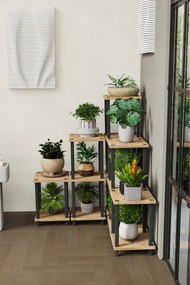 Stewehome πολυόροφος σταντ για γλάστρες με ράφια από λευκή μεσέ ξύλο