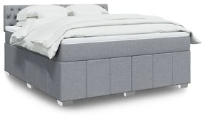 vidaXL Κρεβάτι Boxspring με Στρώμα Ανοιχτό Γκρι 180x200 εκ. Υφασμάτινο