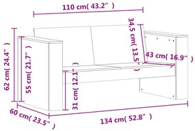 ΚΑΝΑΠΕΣ ΚΗΠΟΥ ΔΙΘΕΣΙΟΣ 134X60X62 ΕΚ. ΕΜΠΟΤΙΣΜΕΝΟ ΞΥΛΟ ΠΕΥΚΟΥ 844626