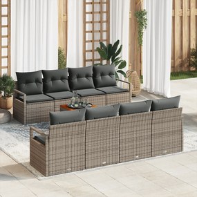 vidaXL Σετ 9 Μερών Καναπέ Κήπου με Μαξιλάρια Γκρι Πολυ Ρατάν