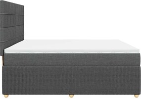 vidaXL Κρεβάτι Boxspring με Στρώμα Σκούρο Γκρι 200x200 εκ. Υφασμάτινο