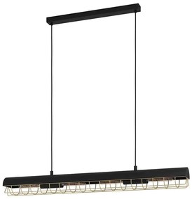 Φωτιστικό Οροφής - Ράγα Alfonsine 390059 116x12x110cm 4xE27 40W Black-Brass Eglo Ατσάλι, Αλουμίνιο