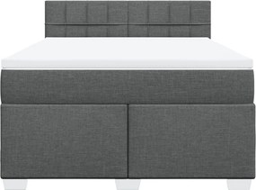vidaXL Κρεβάτι Boxspring με Στρώμα Σκούρο Γκρι 140x200 εκ Υφασμάτινο
