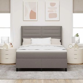 vidaXL LED Κρεβάτι με βάθρο με στρώμα Taupe 140 x 190 cm ύφασμα
