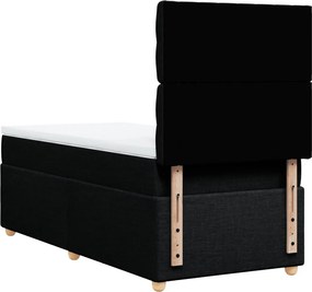 vidaXL Κρεβάτι Boxspring με Στρώμα Μαύρο 90x200 εκ. Υφασμάτινο
