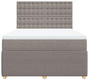 Κρεβάτι Boxspring με Στρώμα Taupe 160x200 εκ. Υφασμάτινο - Μπεζ-Γκρι