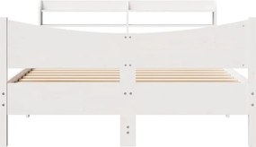 vidaXL Πλαίσιο Κρεβατιού Κεφαλάρι Λευκό 150x200εκ Μασίφ Πεύκο