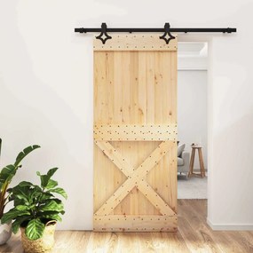 vidaXL Συρόμενη Πόρτα Φυσικό και Μαύρο 90 x 210 cm