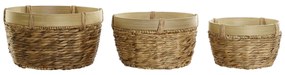Σετ Καλαθιών DKD Home Decor Καφέ Φυσικό Bamboo Καλάμια Τροπικό 40 x 40 x 23 cm 3 Τεμάχια