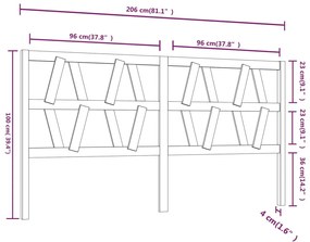 vidaXL Κεφαλάρι Κρεβατιού Μελί 206 x 4 x 100 εκ. από Μασίφ Ξύλο Πεύκου